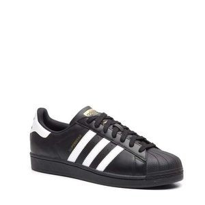Black white & gold adidas superstar shell toes - size 6